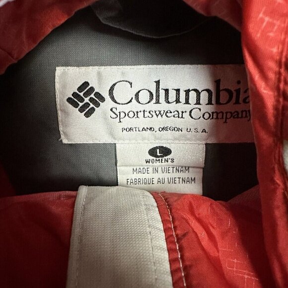 Columbia Women's size L Hooded Windbreaker Nylon Full Zip Rain Jacket Rec Gray - Picture 3 of 5